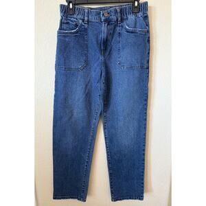 Sincerely Jules Medium Wash Patch Pocket High Rise Taper Leg Jeans Size 5/27